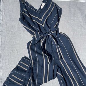 Universal Thread Blue and Tan Striped Jumpsuit M